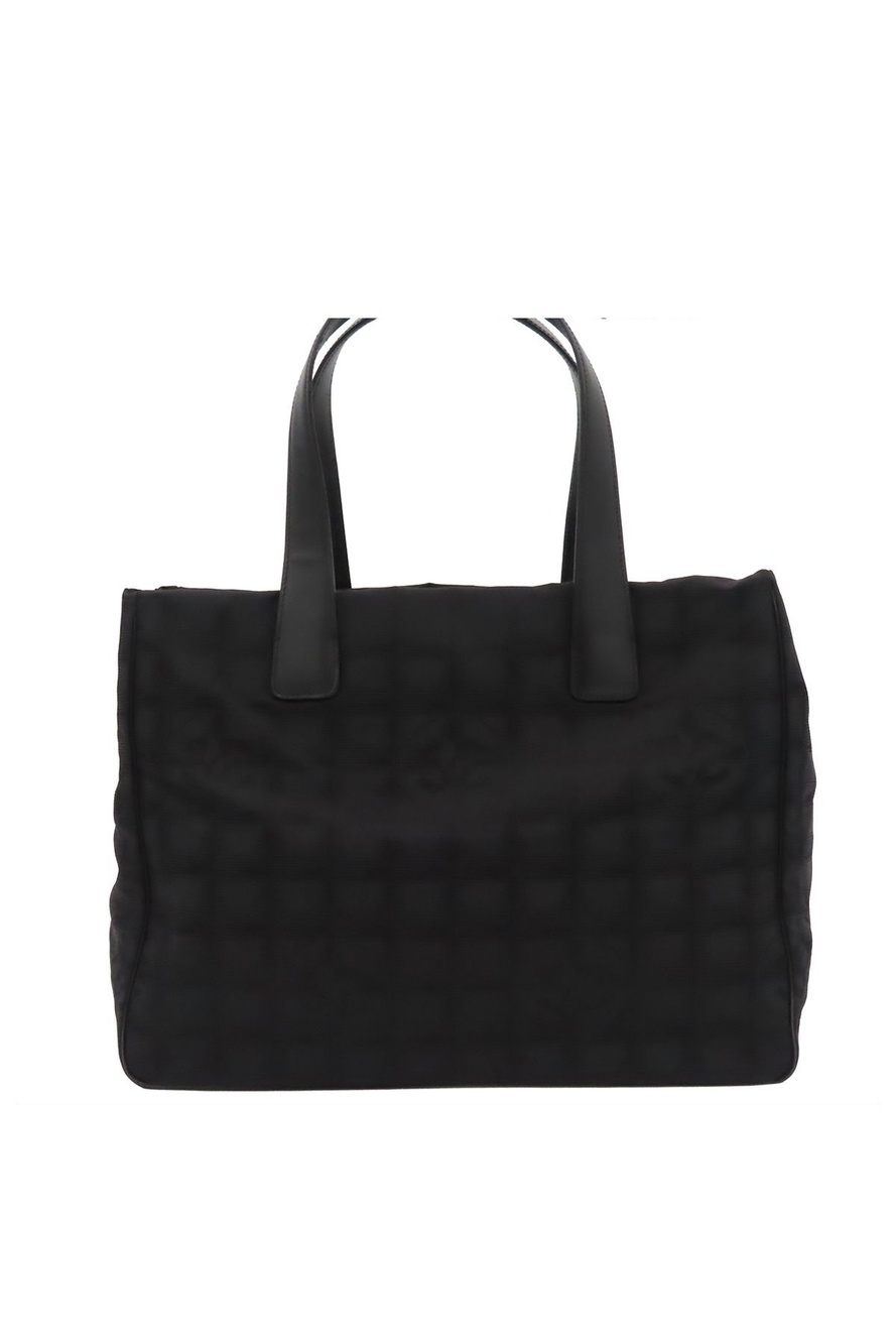Chanel New Travel Line Black Nylon Leather Tote Bag MM